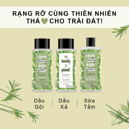 Sữa Tắm Love Beauty &amp; Planet Thải Độc Detox Lưu Hương Thanh Mát Pure And Positive Với 100% Tinh Dầu Tràm Trà Úc 400Ml