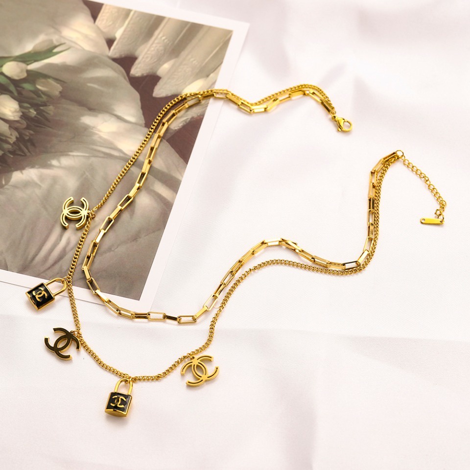 Vòng cổ Bằng Thép Titan Hai Lớp Mặt Chữ Thanh Lịch Cho Nam Nữ