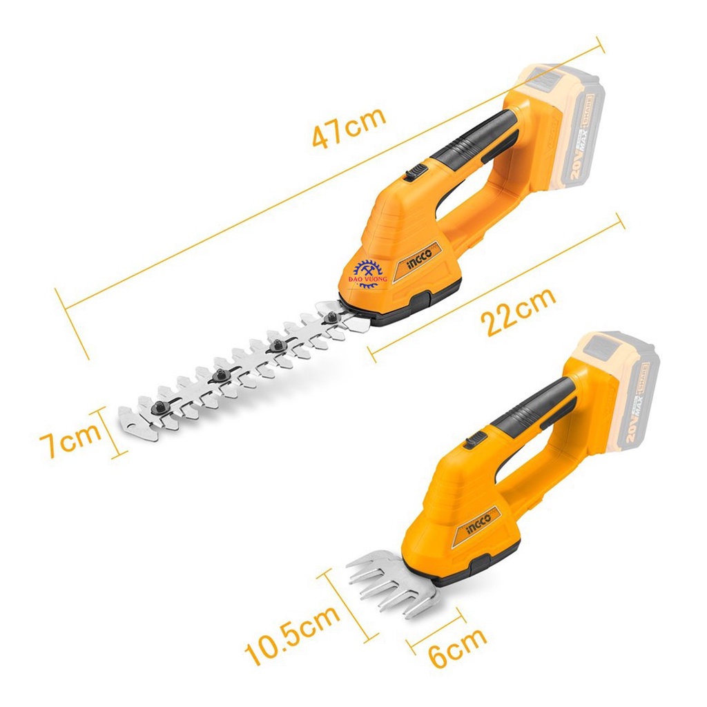 20V Máy cắt tỉa hàng rào dùng pin INGCO CSTLI2001 | Không bao gồm pin sạc