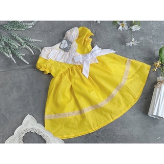 Váy thô vàng bèo nơ trắng Lennco cho bé gái(7-13kg)