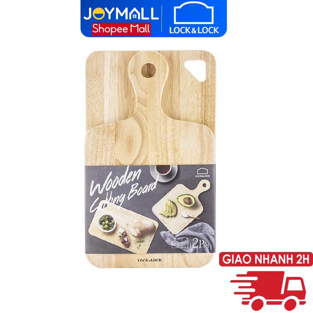 Bộ 2 Thớt Gỗ Cây Cao Su Lock&amp;Lock LWC001S2 - Hàng Chính Hãng, Bề Mặt Cứng, Không Có Vết Nứt Li Ti - JoyMall