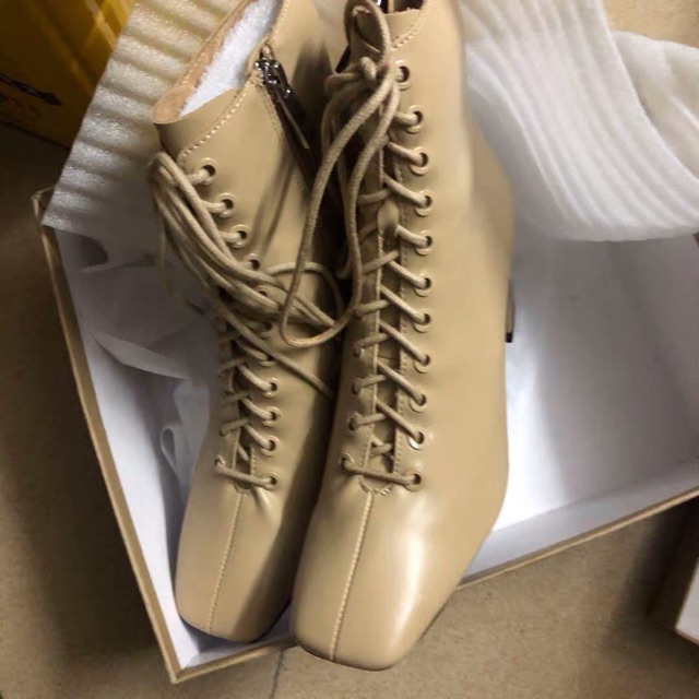 Boots da cao gót buộc dây Zr