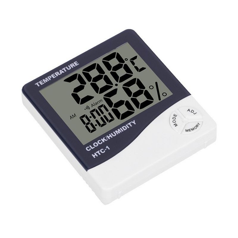 [Chính hãng] Nhiệt ẩm kế điện tử LCD đo nhiệt độ độ ẩm trong phòng kiêm đồng hồ báo thức HTC-1 ( Kèm Pin )