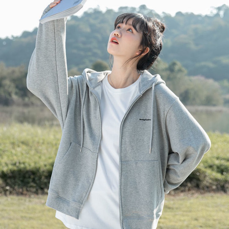 Áo Khoác Hoodie 65% Cotton Dáng Rộng Thêu Chữ Đơn Giản Thời Trang Xuân Thu Mới 2022