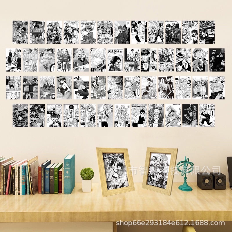 Miếng dán tường anime /manga, kích thước tấm 10x15cm, bóc dán dễ dàng giấy decal truyện tranh cho phòng ngủ