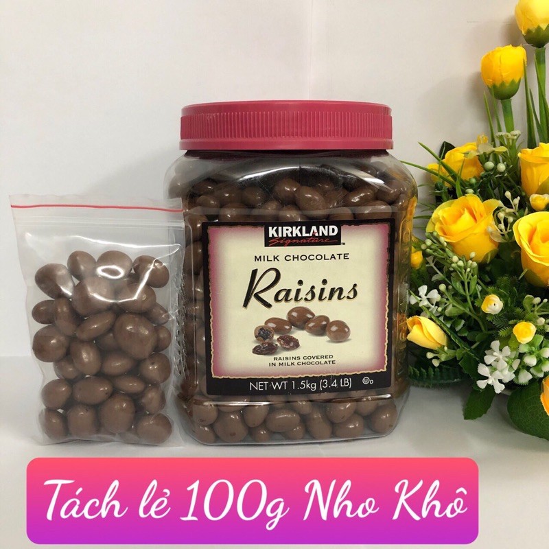 ❤️ [Date 10/2021] Tách lẻ 100g (50-55 viên) Kẹo Socola sữa Nho Khô/ Hạnh Nhân Kirkland Mỹ