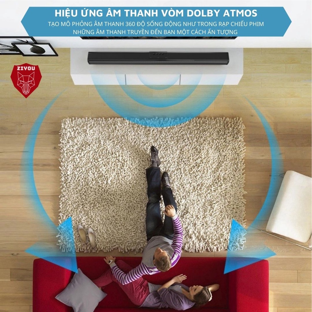 Loa Soundbar ZIYOU Âm Thanh Vòm Sống Động 8D Max Bluetooth 5.0 Hiệu Ứng Rạp Chiếu Phim Super Bass Nghe Nhạc Siêu Hay
