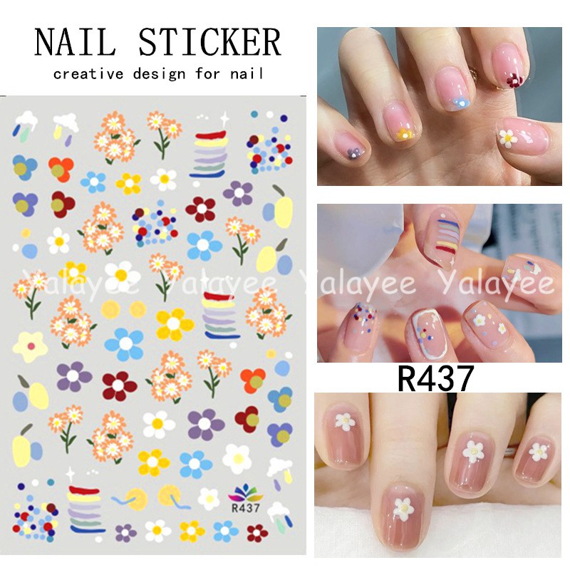 Miếng Dán Trang Trí Móng Tay Màu Sắc Tương Phản Phong Cách Nhật Bản R428-R439