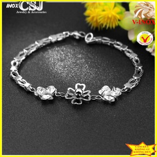 ( CHẤT-RẺ ) LẮC TAY NỮ INOX HOA TRÀ CÁCH ĐIỆU LT169
