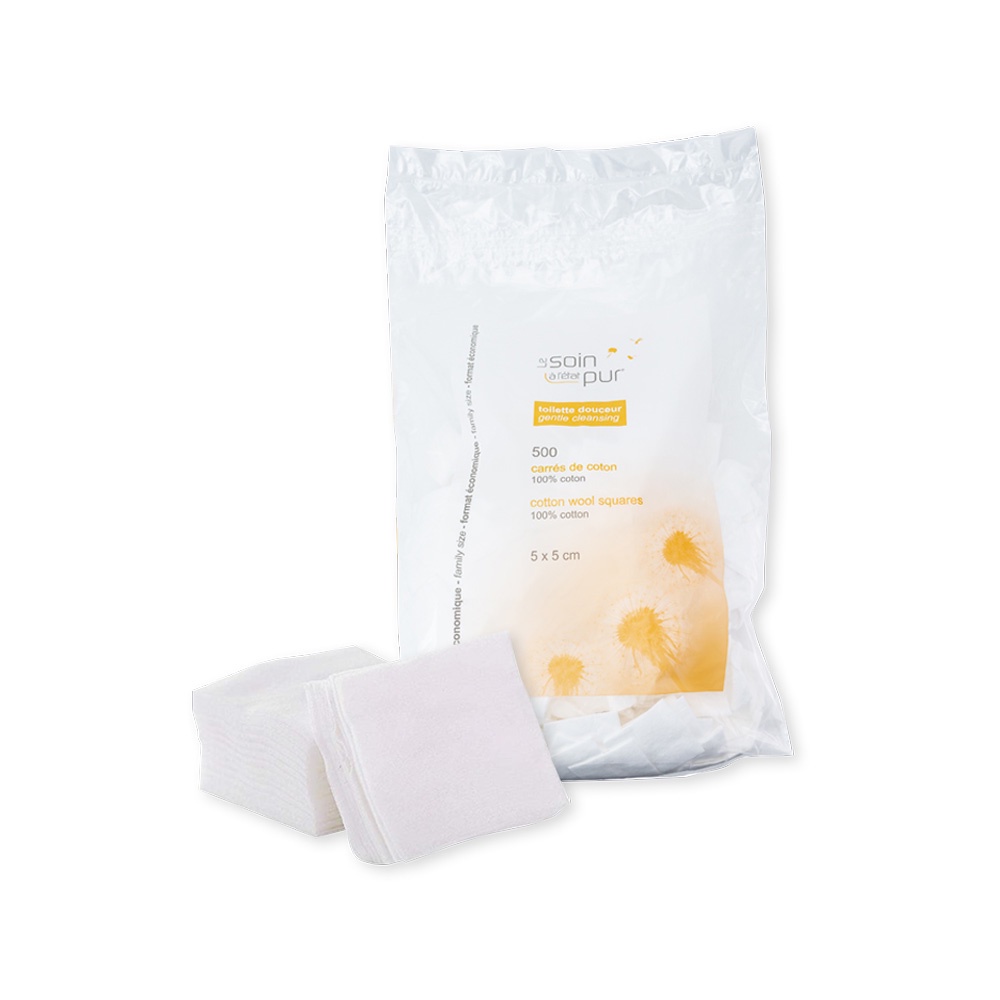 Bông tẩy trang Pháp Tetra Medical Carrés De Coton 500 miếng và 600 miếng