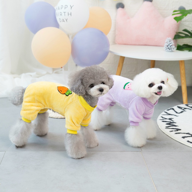 Áo Giữ Ấm Bốn Chân Họa Tiết Trái Cây Hoạt Hình Dễ Thương Cho Thú Cưng