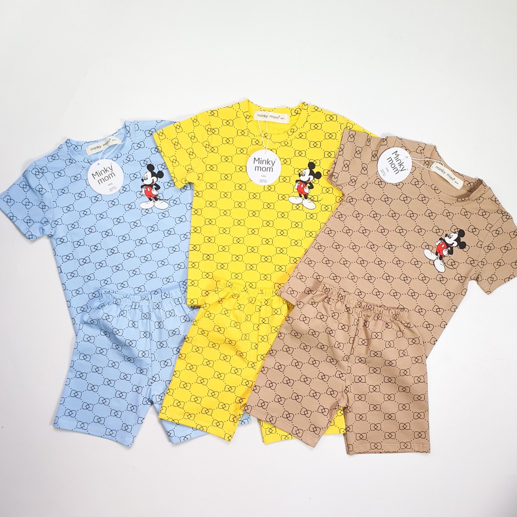 [SALE] Bộ Cộc Tay Cho Bé Trai, Bé Gái Minky Mom Vải Cotton 100% Họa Tiết Mickey, Đồ Bộ Cho Bé Mùa Hè MKM2123