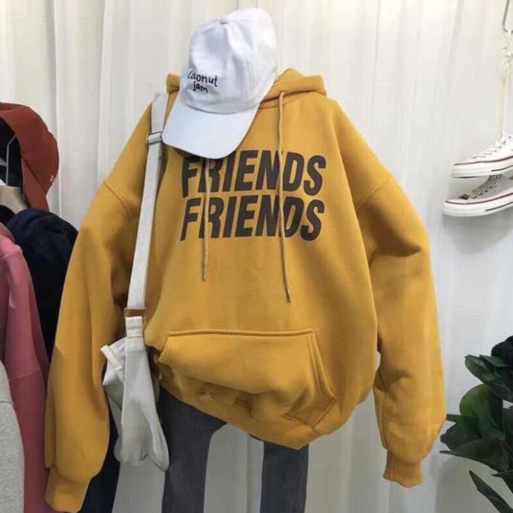 [Mã WARUN27 giảm 12k đơn 99k] Áo hoodie nỉ nữ đen, bông dày dáng rộng champion Friend cv | WebRaoVat - webraovat.net.vn