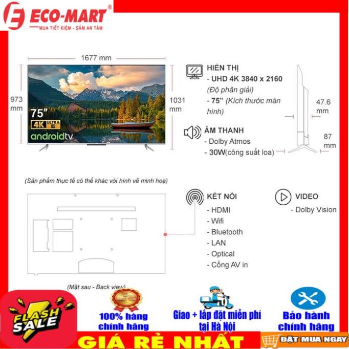 Android Tivi TCL 4K 75 inch 75P725 (Miễn phí giao tại HN-ngoài tỉnh liên hệ shop) | BigBuy360 - bigbuy360.vn