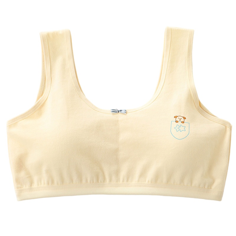 Haha Áo Ngực Cotton Dây Bản Rộng In Hình Động Vật Hoạt Hình Thắt Nơ Ngọt Ngào Cho Tuổi Teen / Bé Gái