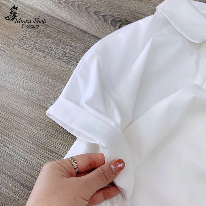 Áo sơ mi cộc tay nữ công sở dáng suông Only, tay gấp cực đỉnh che khuyết điểm, chất vải dư đẹp hàng hót MÃ OC04