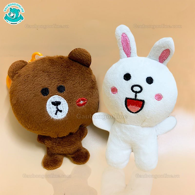 Móc Khóa Gấu Bông Brown và Thỏ Cony Cao Cấp Mềm Mịn