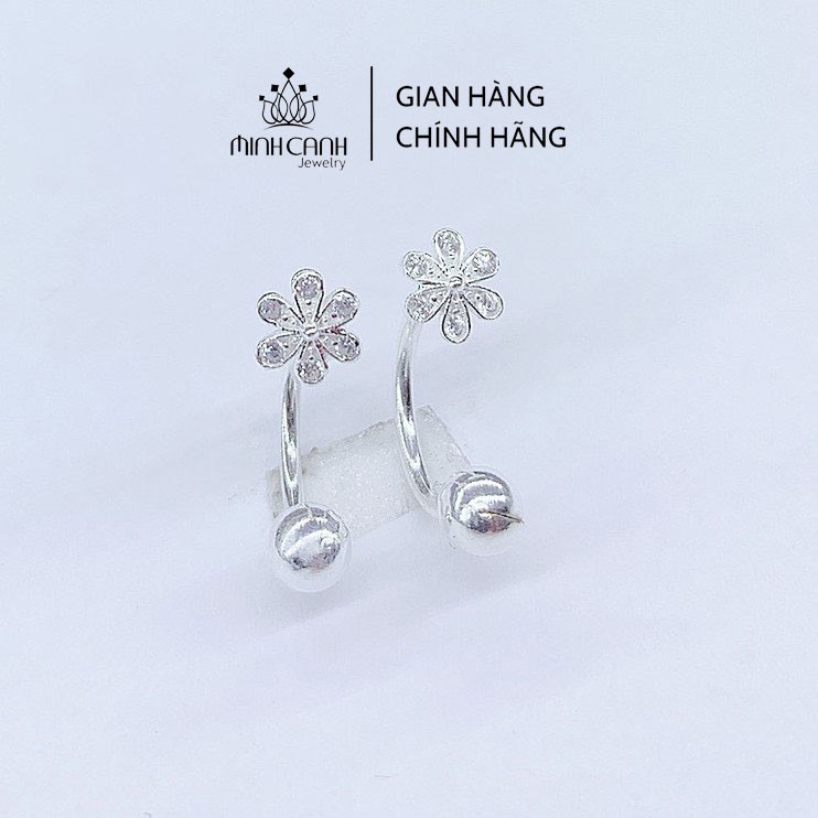Khuyên Tai Bạc Hình Hoa Càng Cong Chốt Bi Tròn - Minh Canh Jewelry