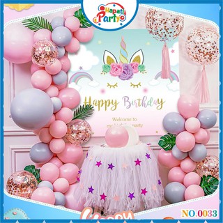 Combo Bóng Sinh Nhật Chủ Đề UNICORN Tone Hồng Có Backdrop CỰC ĐẸP tại HAPATI 0033