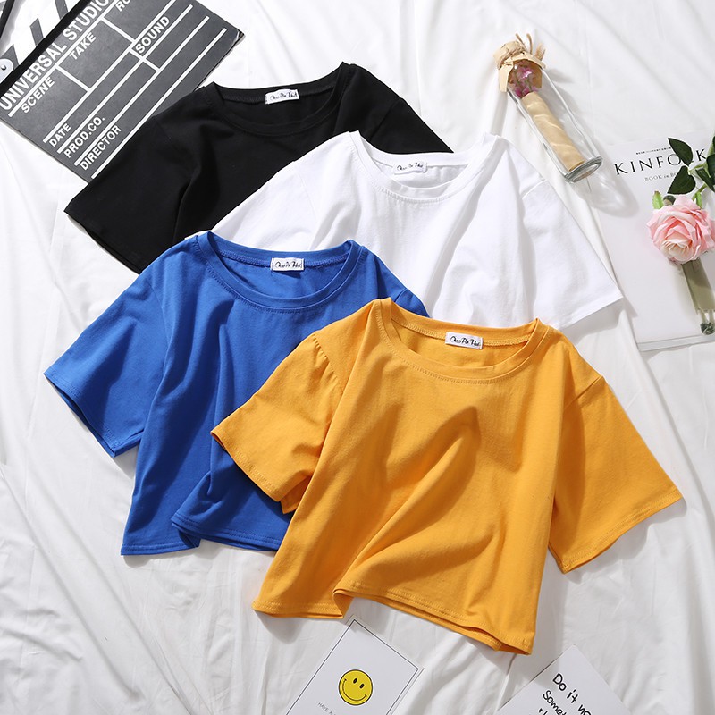 [CRT] [HOT] Áo Croptop trơn Freesize từ 35-65kg cotton- Màu trắng