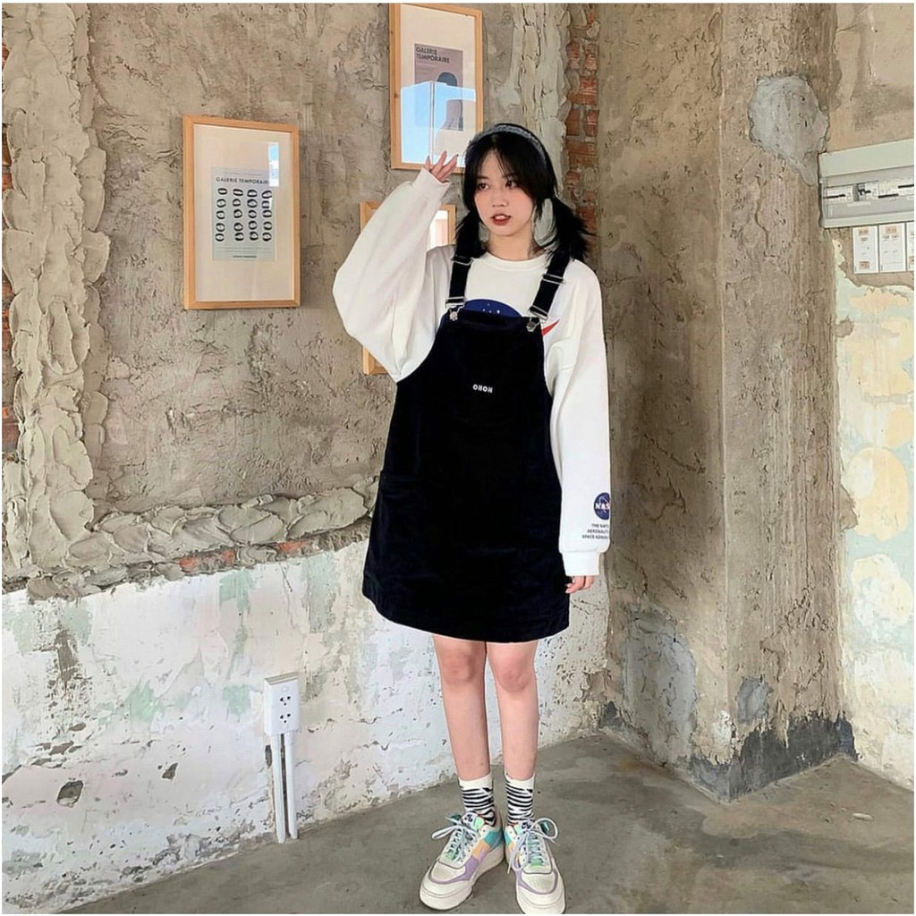 ĐẦM YẾM OH OH KAKI DÁNG SUÔNG VINTAGE UNISEX | BigBuy360 - bigbuy360.vn