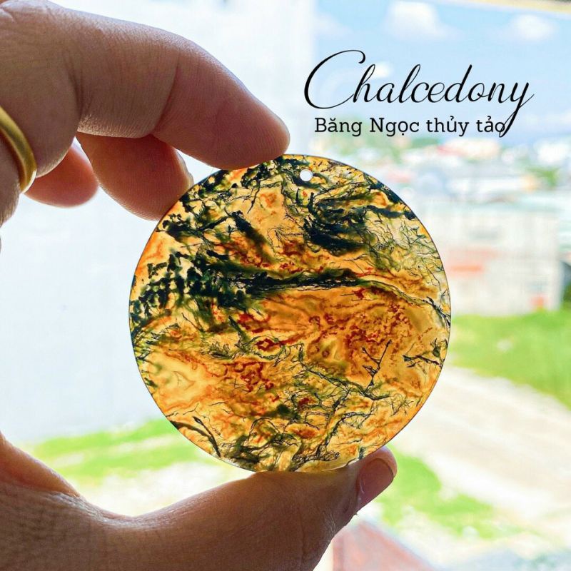 Mặt dây chuyền băng ngọc thủy tảo tự nhiên