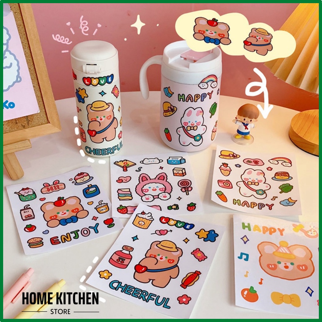 Hình dán sticker dễ thương decor trang trí sổ tay, tập vở, bình nước, bút viết, điện thoại, laptop, nón bảo hiểm