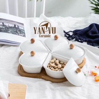 Khay mứt sứ trắng cao cấp
