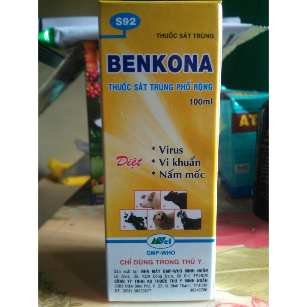 Dung dịch sát khuẩn BENKONA chuyên dùng trong chăn nuôi,tốt khi sử lý giá thể trồng lan chai 100ml