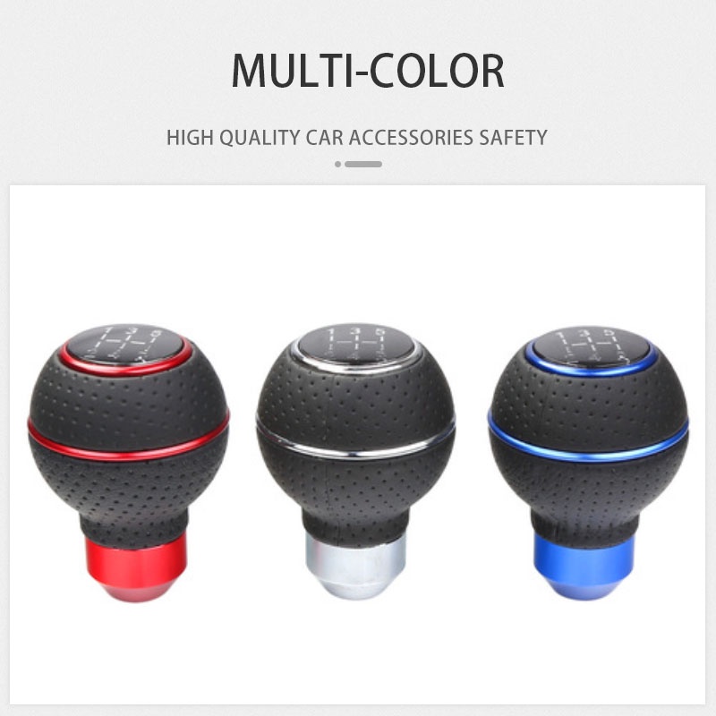Núm gạt cần số 5 tốc Độ bằng da &amp; nhôm cho xe hơi Núm gạt cần số xe hơi thủ công cần sang số ô tô 1chiếc thông dụng tay nắm cần gạt số ô tô Dầu cần số ô tô trang trí bảo vệ an phụ kiện nội thất ô tô
