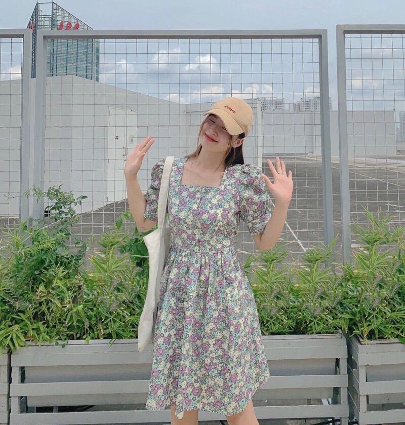 ĐẦM Bigsize HOA SAM - MÀU XANH  Tú Mỡ - đầm cho người béo mập 50-95KG - Mặc đi tiệc, đi chơi hoặc dạ