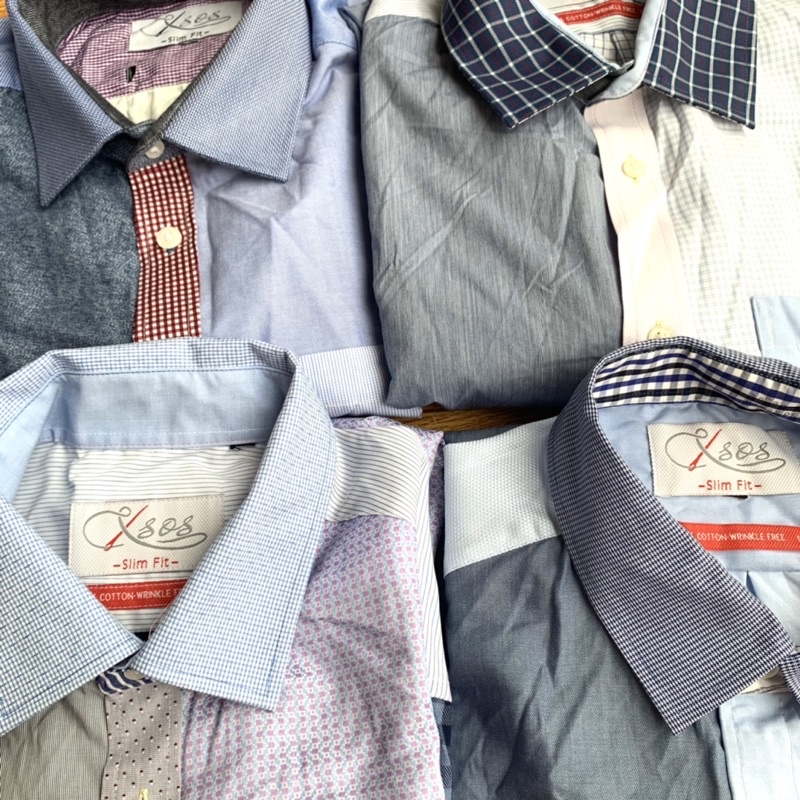Áo Sơ Mi Nam Nữ Dài Tay Cổ Đức Phối Nhiều Màu Unisex SSOS Hàng Xuất Dư Xịn Cao Cấp