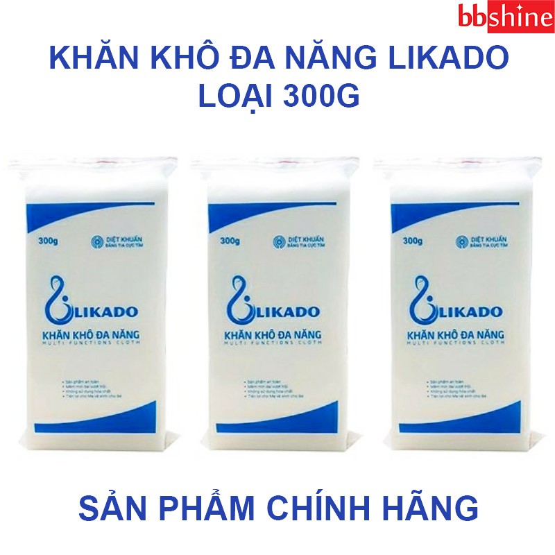 Khăn khô đa năng Likado, Giấy khô đa năng 300g chính hãng mềm mịn không mùi an toàn cho bé (270 tờ) BBShine – KH007