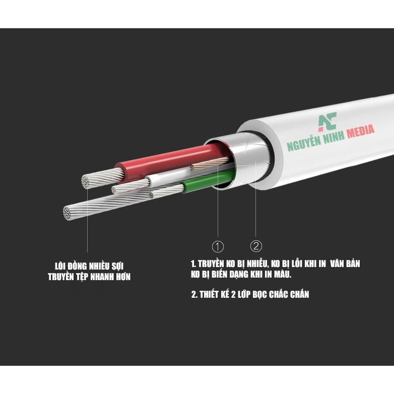 Cáp máy in USB Type C dài 1.5m Ugreen 40417 - Hàng Chính Hãng