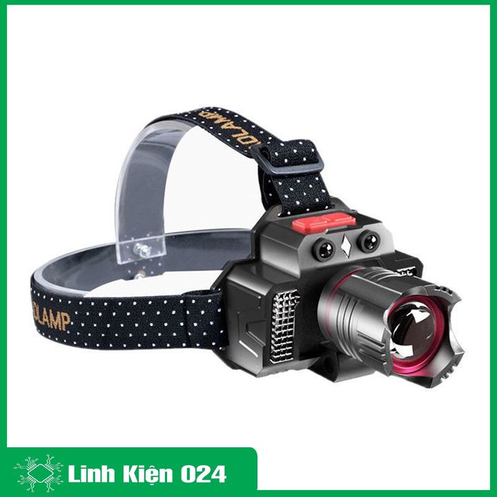 Đèn pin đội đầu gắn xe đạp cảm ứng hồng ngoại điều chỉnh độ sáng, độ phóng, góc chiếu nhiều chế độ, chống nước