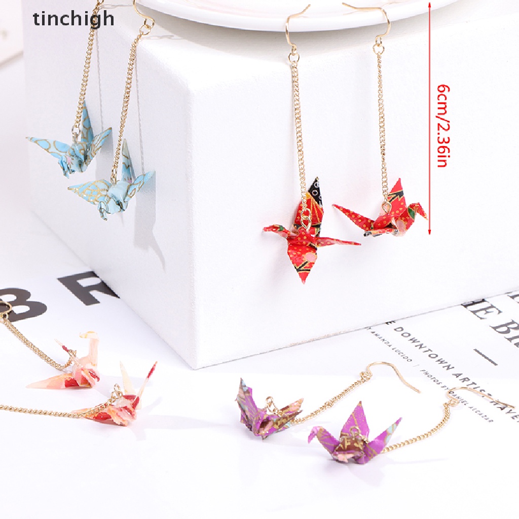 [Tichg] Bông Tai Giấy Xếp Hình Origami Chim Hạc Faltkunst Senbazuru