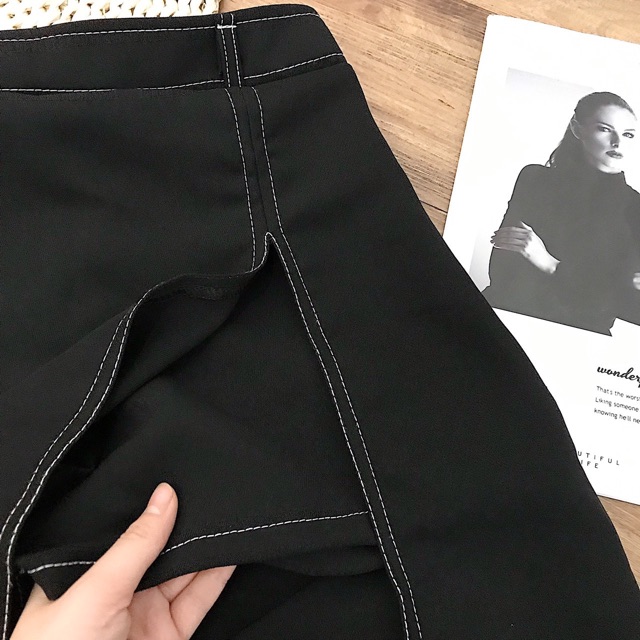 Chân váy Hyon Skirt hack chân siêu dài - dáng váy suông dễ mix sau lưng phối chun co giãn kèm ảnh thật