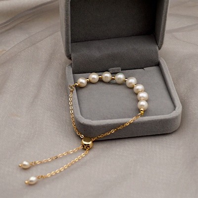 Vòng Tay Ngọc Trai Hạt Size 7-8ly Mix Charm Dây Rút Dễ Thương - Ngọc Trai Trường Thịnh