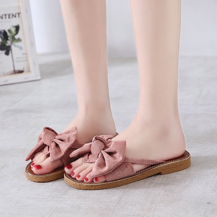 Dép xỏ ngón da đính nơ thời trang cho nữ | BigBuy360 - bigbuy360.vn