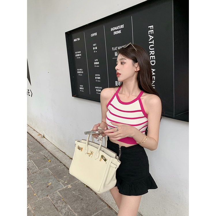 Cocory vn Áo Croptop Sát Nách Hoạ Tiết Kẻ Sọc Thiết Kế Hợp Thời Trang