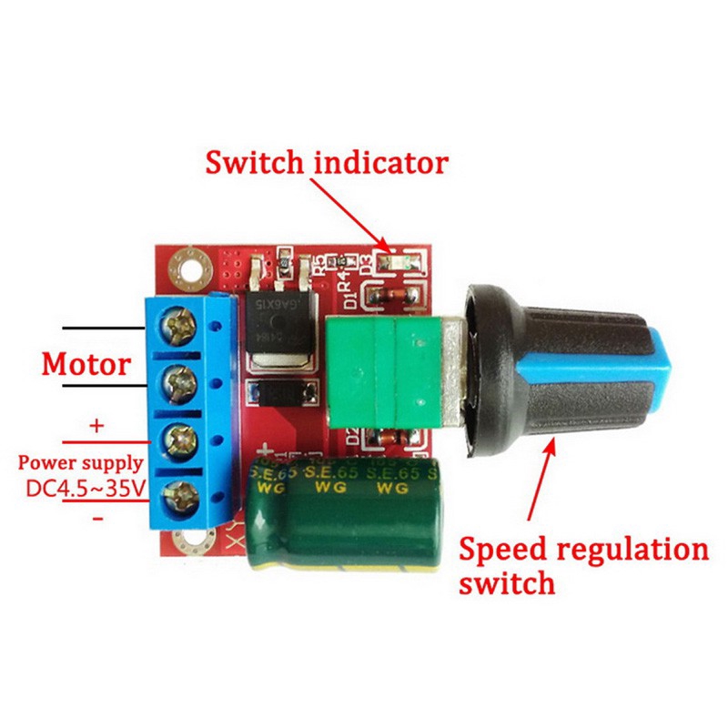 DC 5-35V 0-5A 90W PWM Mô-đun điều khiển tốc độ động cơ DC có thể điều chỉnh Bộ điều chỉnh tốc độ Bảng điều khiển