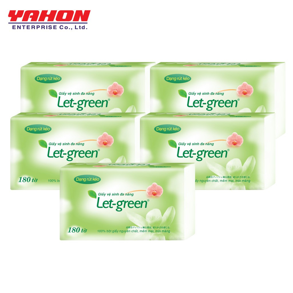 BỘ 5 TÚI GIẤY VỆ SINH ĐA NĂNG LET-GREEN 18*21CM 180 TỜ