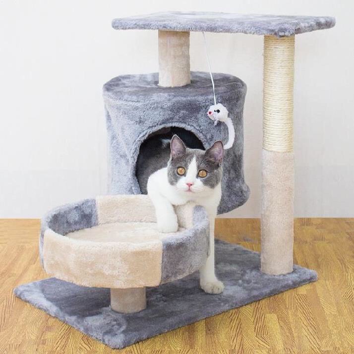 Nhà Cây Cho Mèo - Cattree Nhà Mèo 3 Tầng Có Trụ Cào Móng Cho Mèo