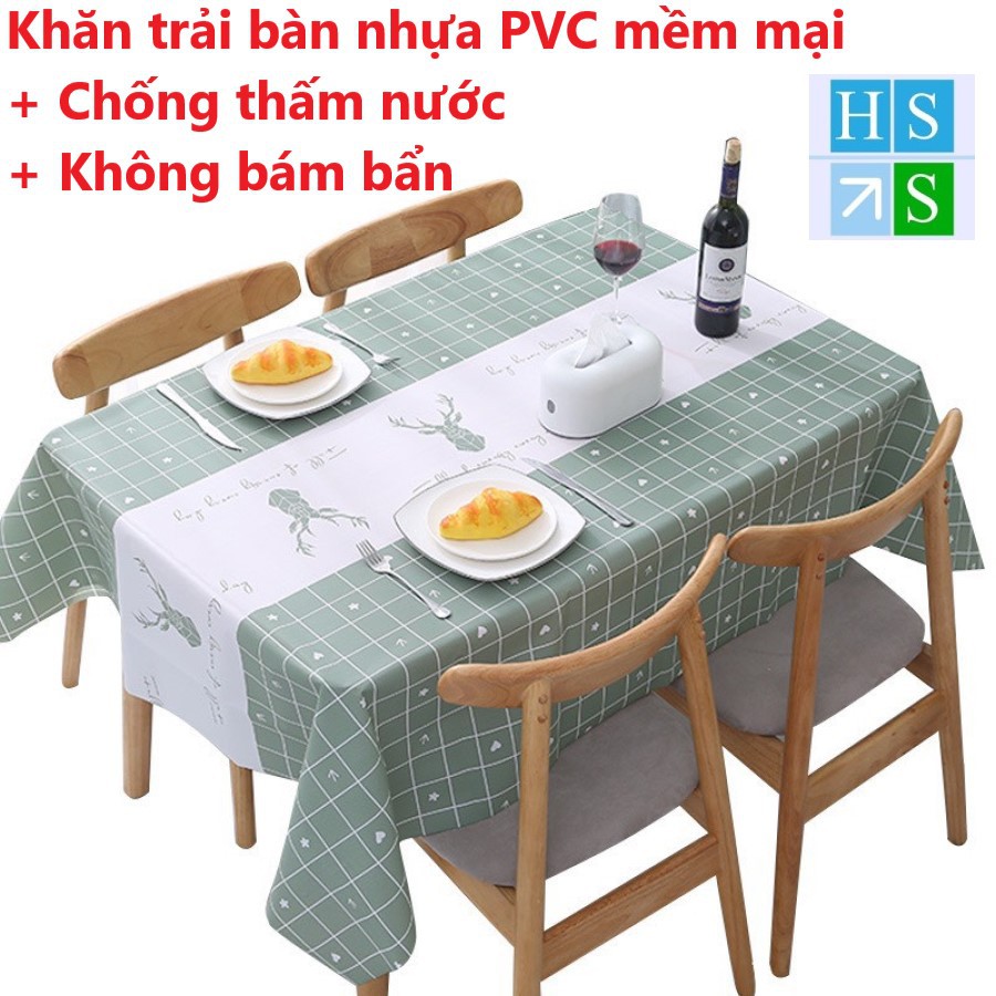 (KT : 137 x 180cm) Khăn trải bàn chống thấm nước nhựa mềm PVC , dễ lau sạch , không bám bẩn , lịch sự trang nhã