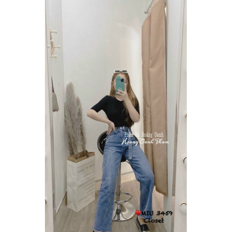 Quần jean suông vát gấu hàng QCL1