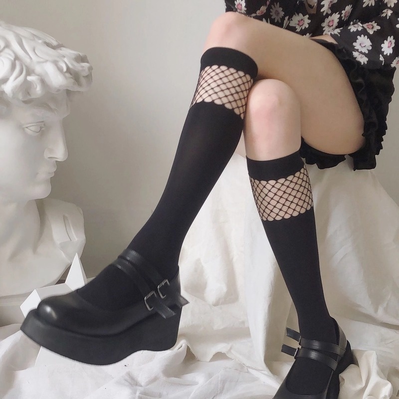 Vớ Lưới Xuyên Thấu Cổ Cao Co Giãn Tốt Phong Cách Lolita Nhật Bản Thời Trang Cho Nữ
