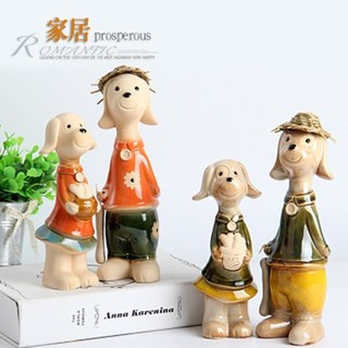 Đồ gốm sứ trang trí nhà cửa độc đáo ấn tượng Chó Cặp đôi M03