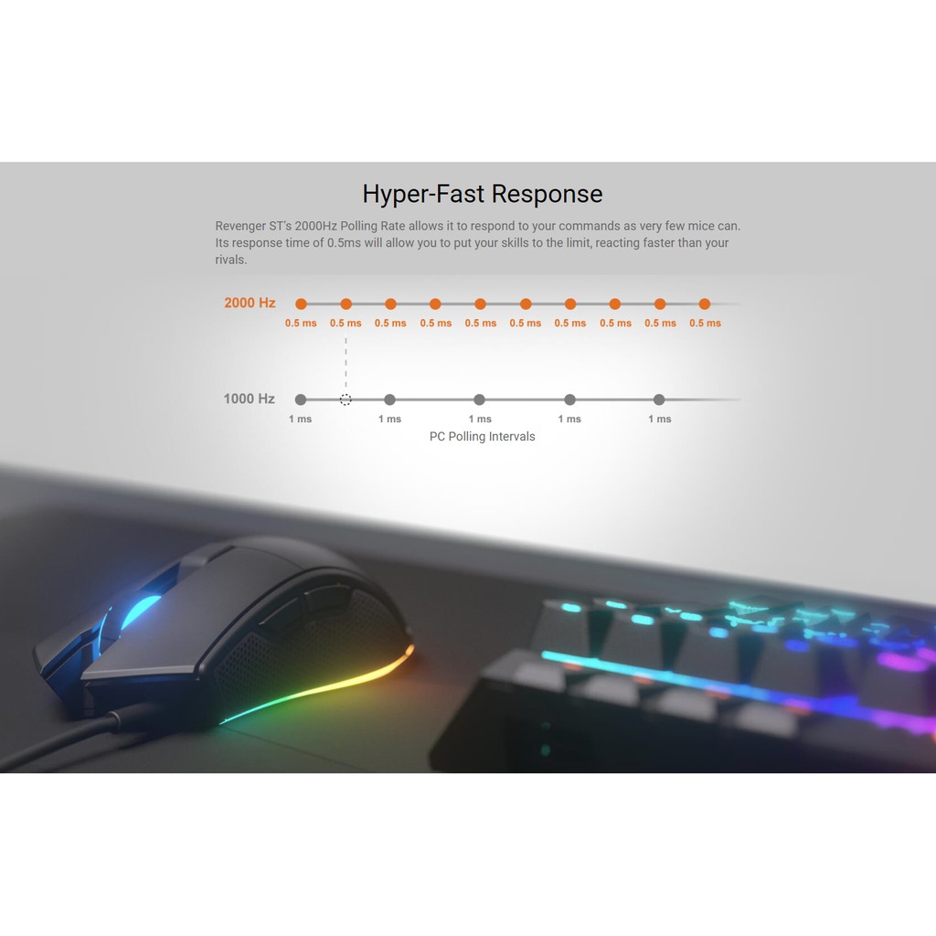 Chuột chơi game Cougar REVENGER ST 5000 DPI RGB phản hồi siêu nhanh