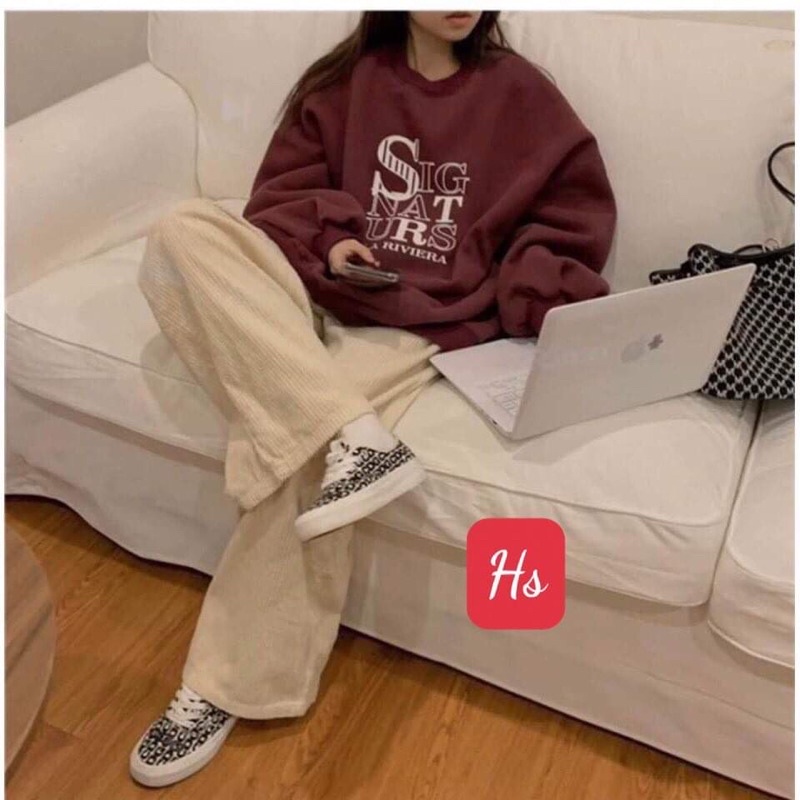 Áo nỉ sweaerter dài tay cổ tròn chất đẹp SIG NAT URS màu đỏ đô hottrend