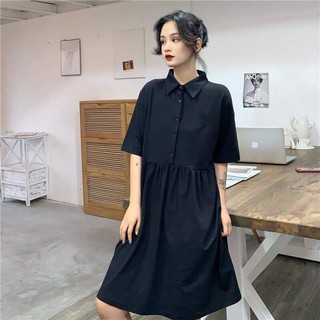 ĐẦM BABYDOLL ĐEN CỔ ÁO SƠ MI